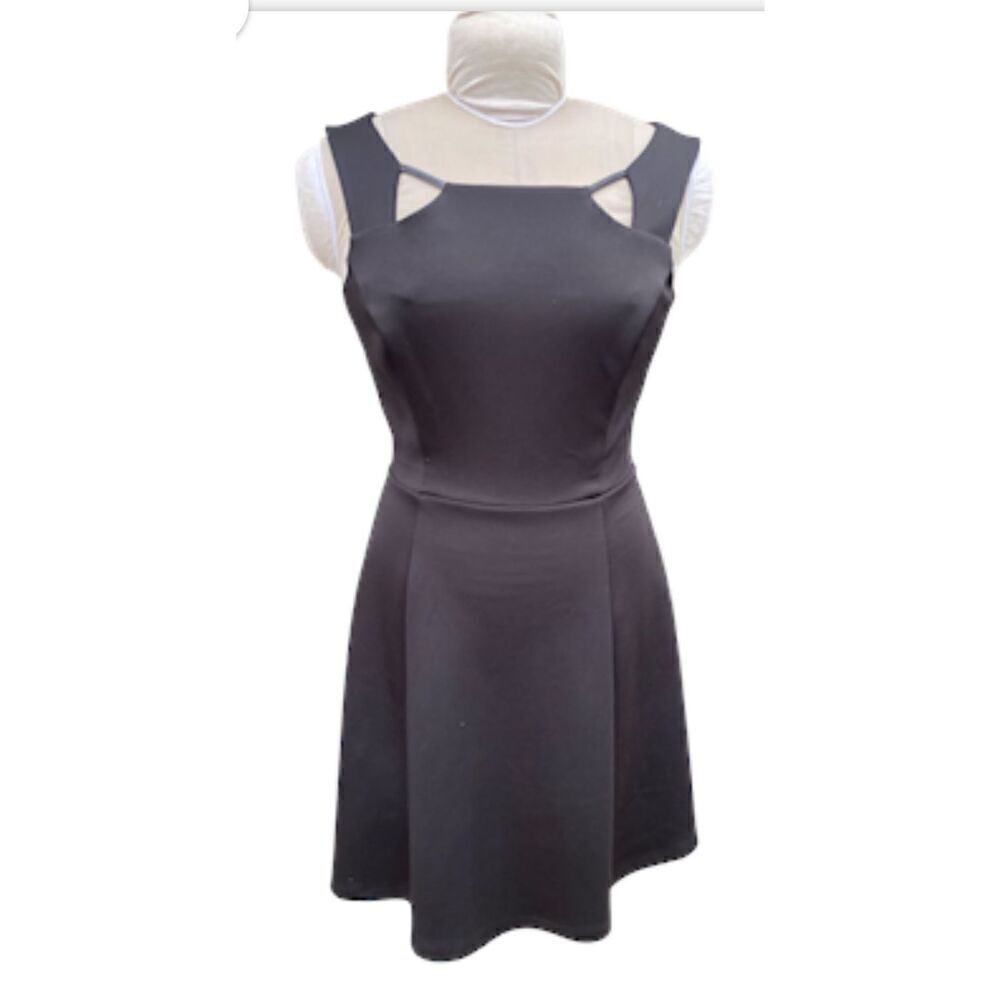 Enfocus Studio Little Black Dress Sz. 10 Cocktail Faux Leather Accents